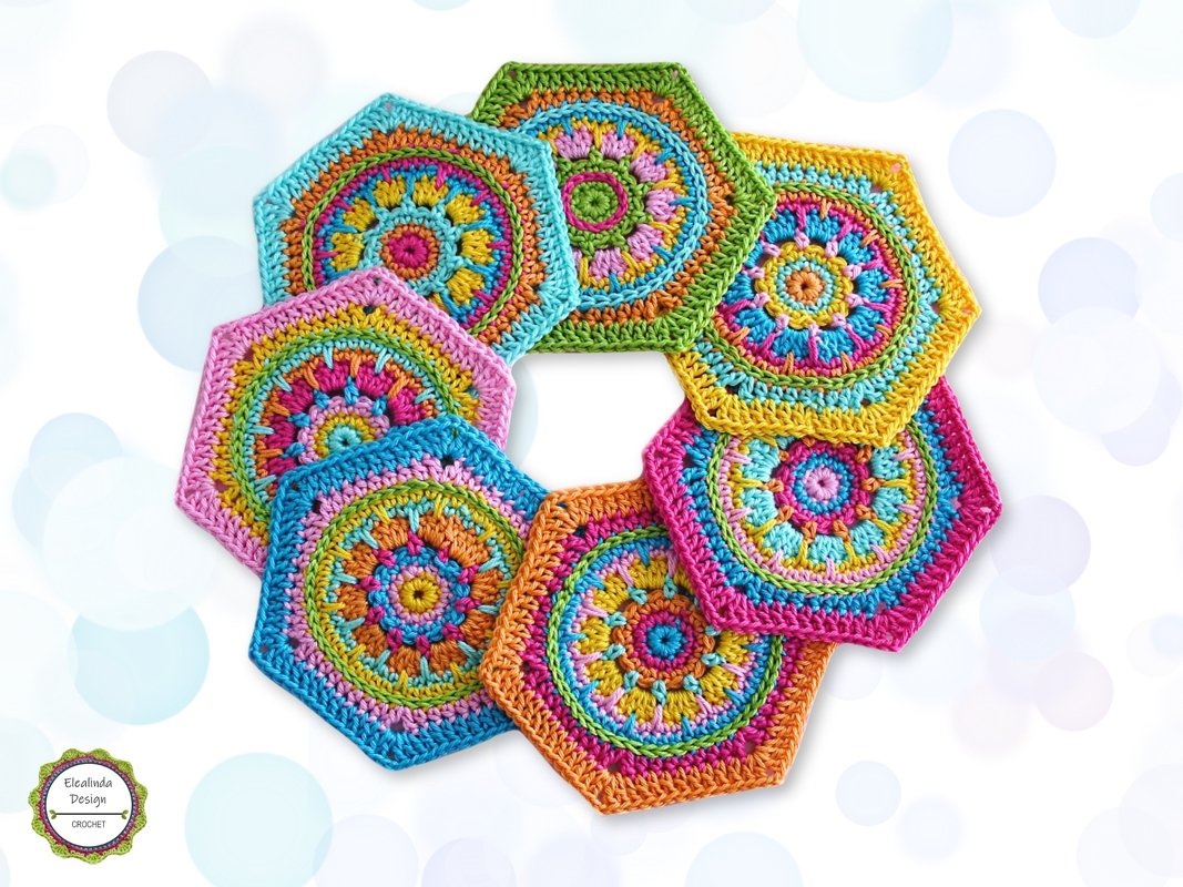 Häkelanleitung Granny Square Hexagon CRYSTAL