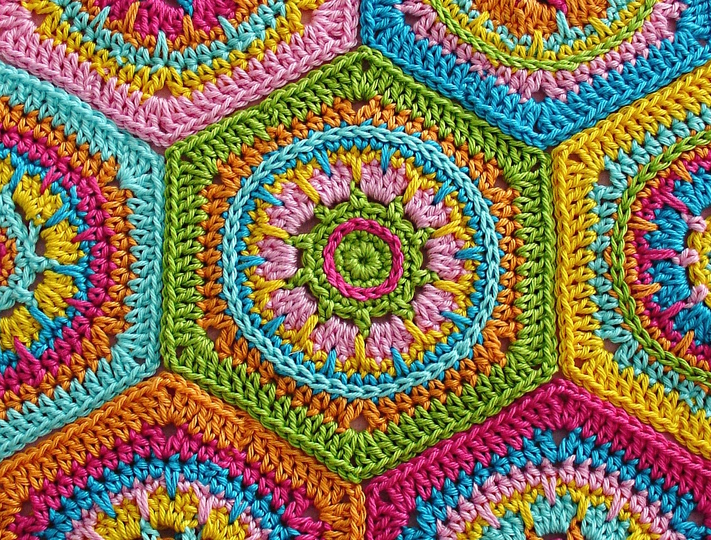 Crochet Pattern Granny Square Hexagon Shape CRYSTAL