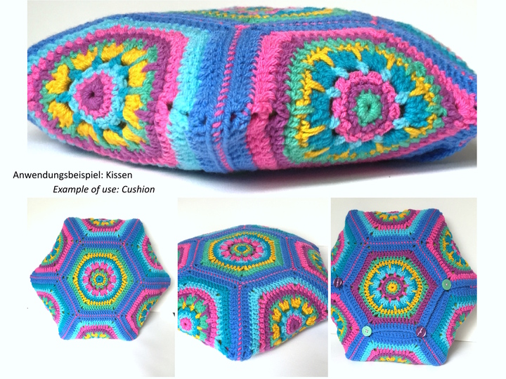 Häkelanleitung Granny Square Hexagon CRYSTAL