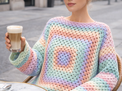 Kreativ Granny Square Pulli Amira PDF Download mit Fotos