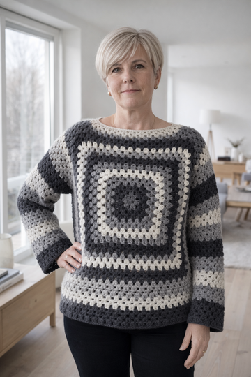 Kreativ Granny Square Pulli Amira PDF Download mit Fotos