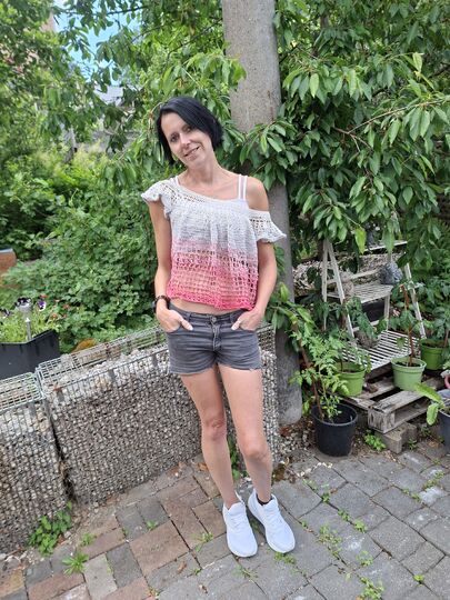 Shirt Off Shoulder "romantic" Häkelanleitung