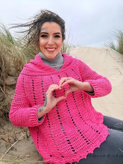 Häkelanleitung HOODIE "Pinke Düne"