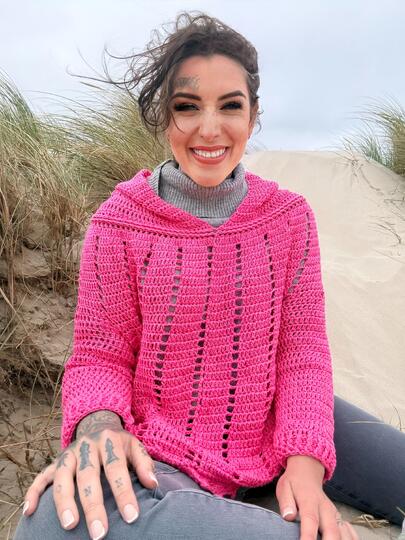 Häkelanleitung HOODIE "Pinke Düne"
