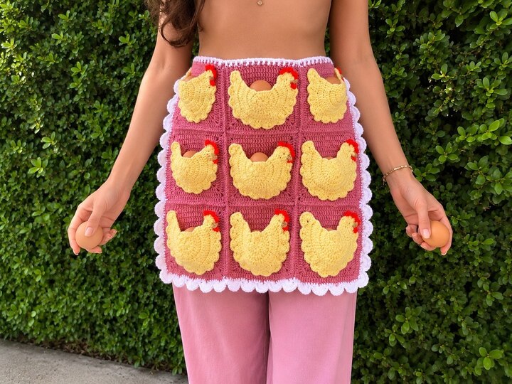 Viral Hen Egg Gathering Apron Crochet Pattern PDF Tutorial
