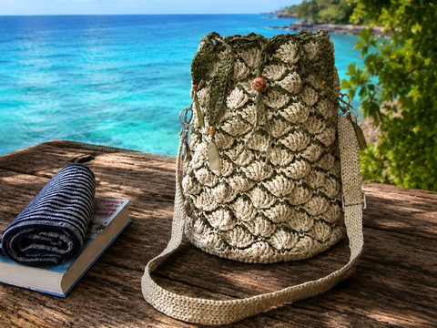 Gehäkelte Tasche | ANANAS BEACH BAG |  Papiergarn | Raffia | Strand, Party