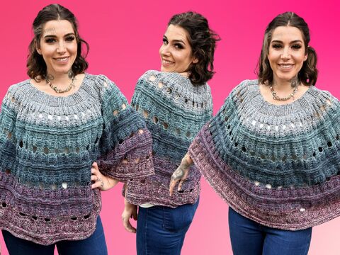 Häkelanleitung PONCHO "Dunkle Blüte"