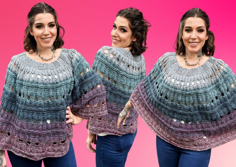 Häkelanleitung PONCHO "Dunkle Blüte"
