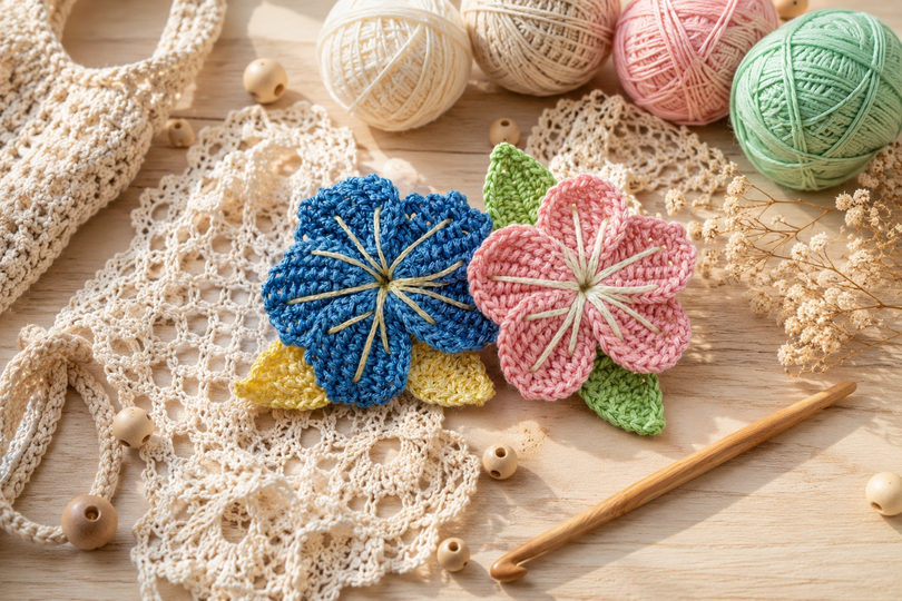 Tunisian Crochet Flower PDF Pattern + English Video Tutorial