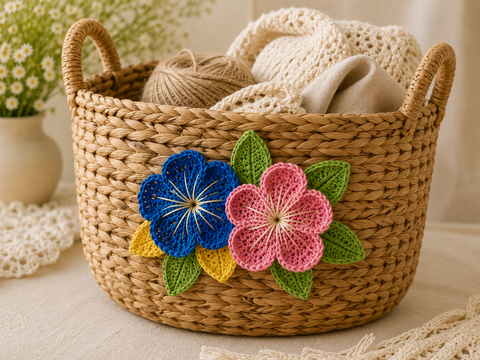 Tunesische Häkelblume – PDF-Anleitung + Video (Englisch)