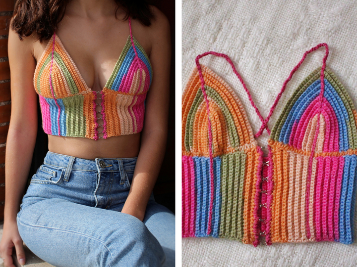 Crochet Pattern Summer Top Bralette "Bella", all sizes, made-to-measure
