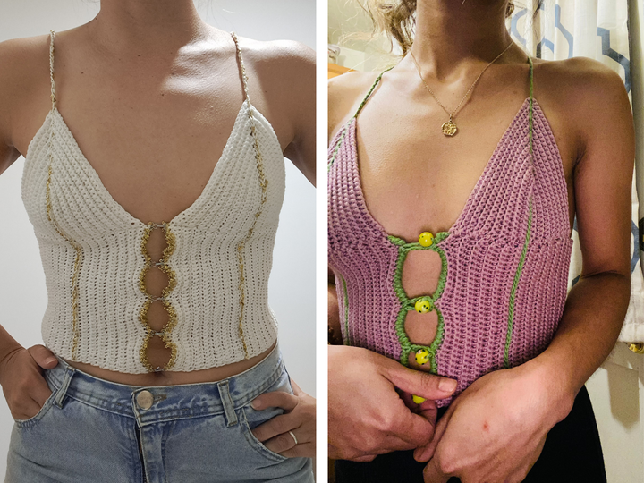 Crochet Pattern Summer Top Bralette "Bella", all sizes, made-to-measure