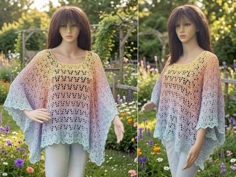 Häkelanleitung Poncho "Sommerblüte"