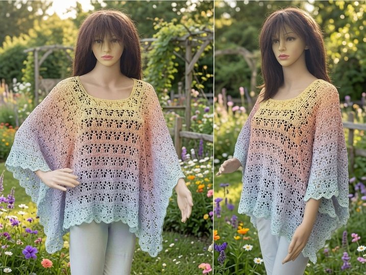 Häkelanleitung Poncho "Sommerblüte"