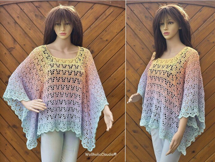 Häkelanleitung Poncho "Sommerblüte"
