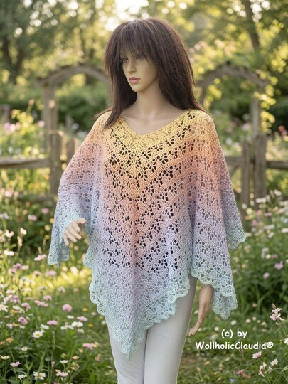Häkelanleitung Poncho "Sommerblüte"