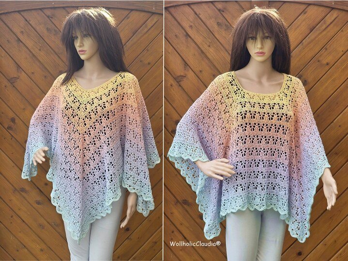 Häkelanleitung Poncho "Sommerblüte"