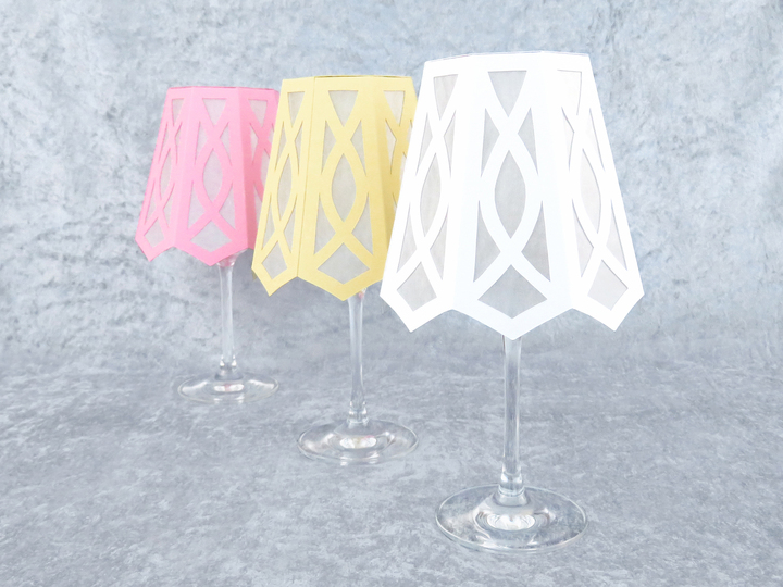 Lampenschirm für Weinglaslampe, achteckig – Bastelanleitung und Vorlagen