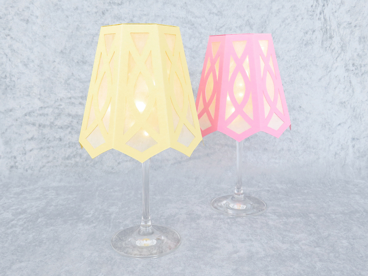 Lampenschirm für Weinglaslampe, achteckig – Bastelanleitung und Vorlagen