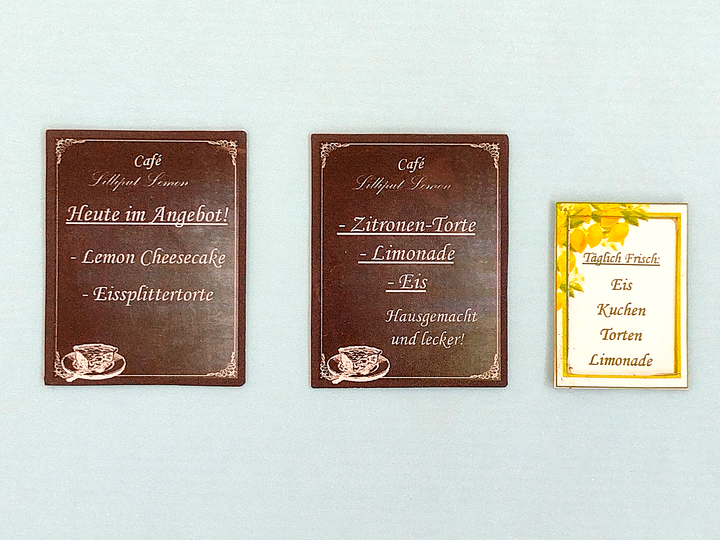 Bastelbogen und Anleitung – Miniatur-Cafézubehör 1:12