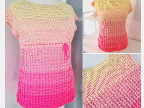 „Cool Waves“ 2-in-1 Häkelanleitung in RVO / Shirt oder A-Linien-Tunika