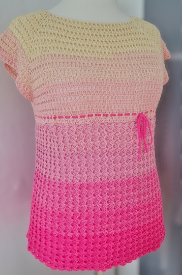 „Cool Waves“ 2-in-1 Häkelanleitung in RVO / Shirt oder A-Linien-Tunika