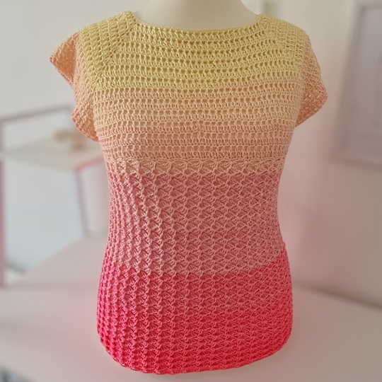 „Cool Waves“ 2-in-1 Häkelanleitung in RVO / Shirt oder A-Linien-Tunika