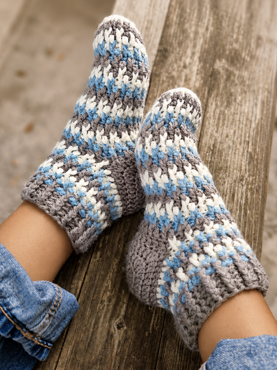 Warm Winter Crochet Socks Summer Colors PDF Pattern (S37)