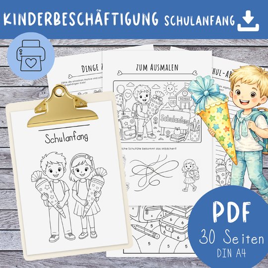 Kinderbeschäftigung zur Einschulung – 30 kreative Arbeitsblätter PDF