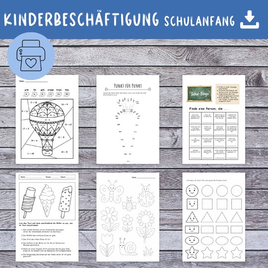 Kinderbeschäftigung zur Einschulung – 30 kreative Arbeitsblätter PDF