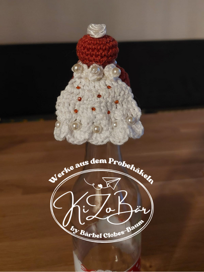Flaschenhut Brautschleier - Häkelanleitung für einen festlichen Flaschenhut