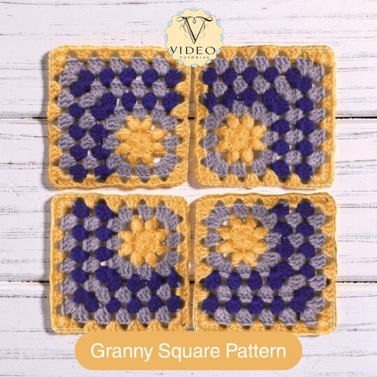 Sun Granny Square Pattern, Mosaic Crochet Motif, Flower Granny Square