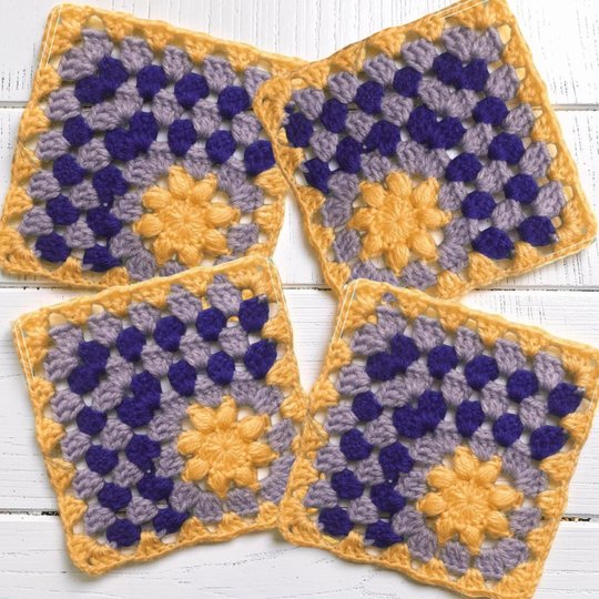 Sun Granny Square Pattern, Mosaic Crochet Motif, Flower Granny Square