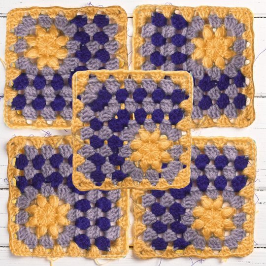 Sun Granny Square Pattern, Mosaic Crochet Motif, Flower Granny Square
