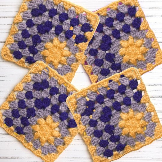 Sun Granny Square Pattern, Mosaic Crochet Motif, Flower Granny Square