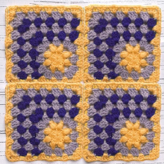 Sun Granny Square Pattern, Mosaic Crochet Motif, Flower Granny Square