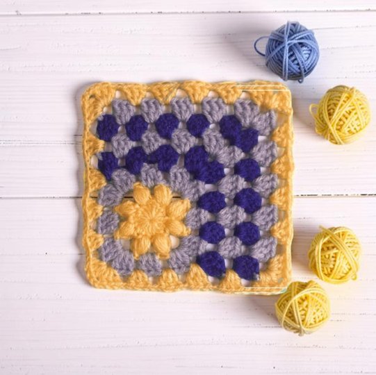 Sun Granny Square Pattern, Mosaic Crochet Motif, Flower Granny Square