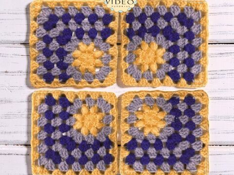 Sun Granny Square Pattern, Mosaic Crochet Motif, Flower Granny Square