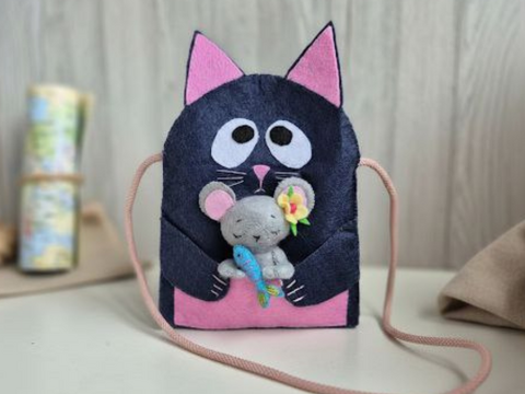 Pocket Felt Mouse PDF Sewing Pattern & Cat Crossbody Bag