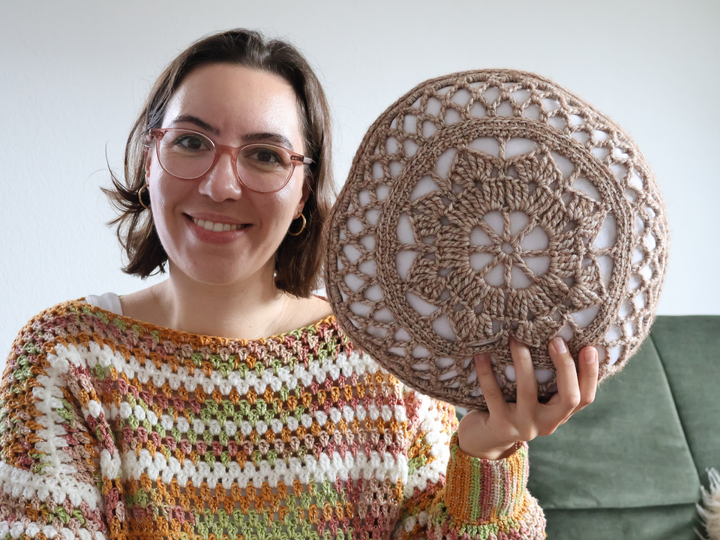 Häkelanleitung: Kissenbezug/Kissen "Granny Flower"