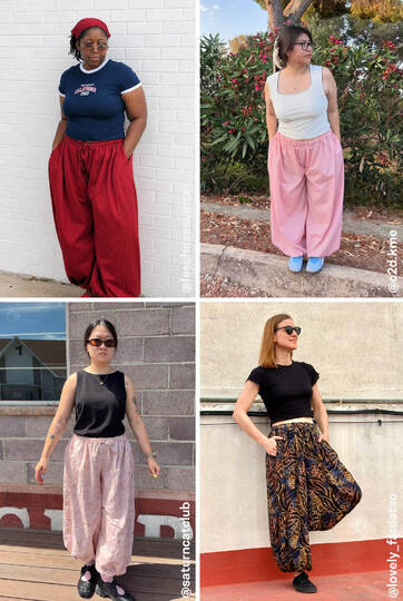 Balloon Pants PDF Sewing Pattern Ladies Wide Pants with Elastic Waistband