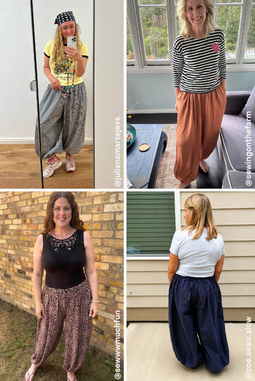 Balloon Pants PDF Sewing Pattern Ladies Wide Pants with Elastic Waistband
