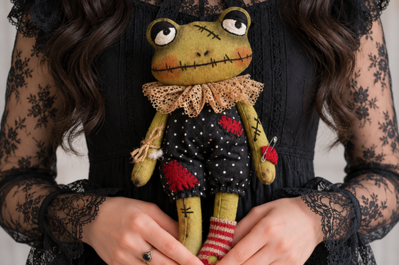 Vintage Frog PDF Sewing Pattern Halloween Soft Toy
