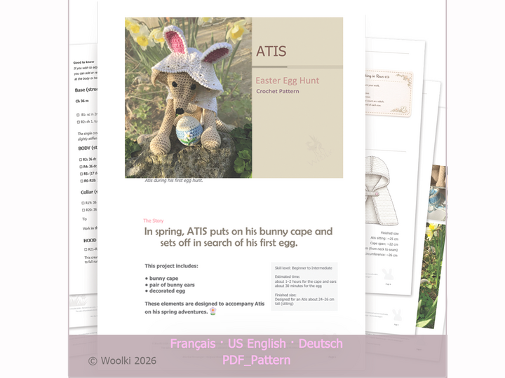 Oster-Häkelanleitung für Atis – Hasenumhang, Ohren und Ei PDF