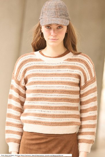 Pullover mit Lochmusterstreifen