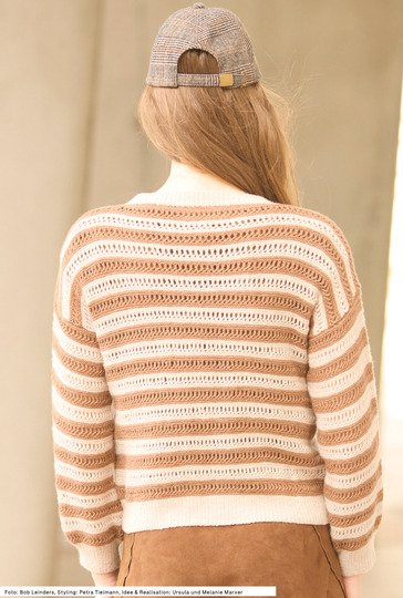 Pullover mit Lochmusterstreifen