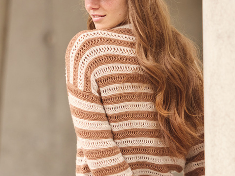 Pullover mit Lochmusterstreifen