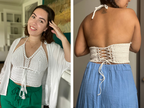 Crochet pattern incl. video tutorial: Summer top "Kira", made-to-measure