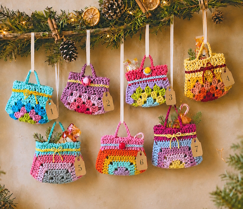 Häkelanleitung Mini Handtasche, Schlüsselanhänger Bag Charm Adventskalender - Bild 2