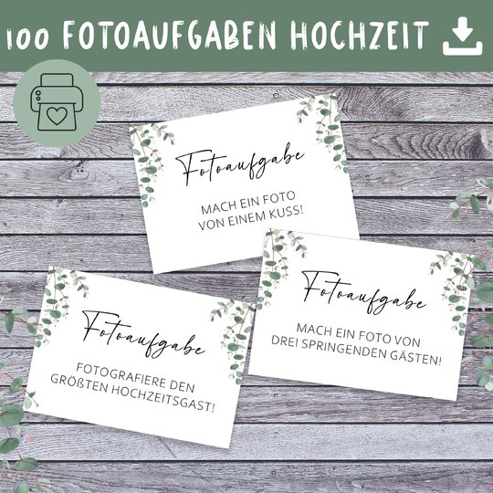100 Fotoaufgaben für die Hochzeit – Lustiges Hochzeitsspiel zum Ausdrucken